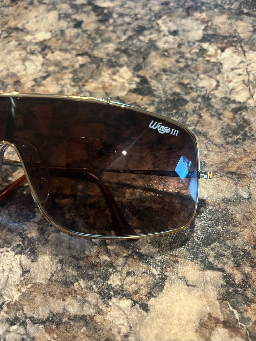Ray-Ban Gold Frame Brown Gradient Shield Sunglasses - Picture 7 of 8